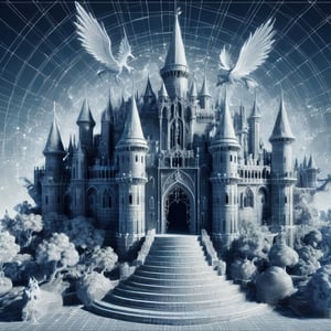 3D mesh digital Matrix castle amidst the dynamic world of 3D design