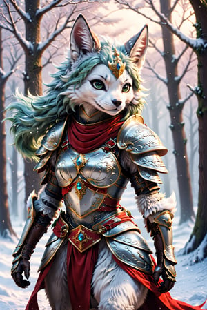 Furryfolk in Armour, christmas, traditional media, fantasy illustration, soft colors, Whimsical Illustration, windy, dynamic poses, Anime , cutegirlmix, hentai,