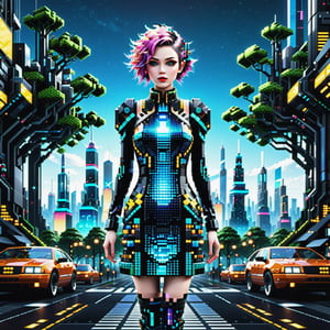 In a world where nature and technology converge in a breathtaking symphony of 'Pixel Punk Pixel Dress,' imagine a character donning the captivatingPixel Punk Pixel Dress. The setting is a futuristic cityscape where skyscrapers intertwine with colossal, biomechanical trees.

depth_of_field, 8k octane render, high detail, masterpiece, hyperdetailed, intricate details