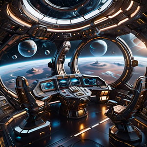  (Ultra realistic, realistic, hyperdetailed, Visualize a futuristic starship's cockpit with controls and interfaces carved in the intricate style of High Renaissance sculptures, blending art and technology), 8k octane render, high detail, cinema style, Masterpiece, hyperdetailed, intricately detailed, Professional photography, bokeh, natural lighting, canon lens, shot on dslr 64 megapixels sharp focus, complex, Renaissance Sci-Fi Fantasy,