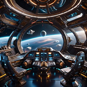  (Ultra realistic, realistic, hyperdetailed, Visualize a futuristic starship's cockpit with controls and interfaces carved in the intricate style of High Renaissance sculptures, blending art and technology), 8k octane render, high detail, cinema style, Masterpiece, hyperdetailed, intricately detailed, Professional photography, bokeh, natural lighting, canon lens, shot on dslr 64 megapixels sharp focus, complex, Renaissance Sci-Fi Fantasy,