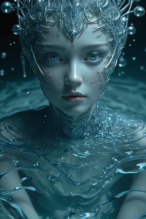 masterpiece, high detail, ArsMJStyle, dnddarkestfantasy, masterpiece, stunning oriental water spirit woman, made of ripples of water, abstract, fractal art. highest definition, HD32K, wallpaper, hyperdetailed, concept art