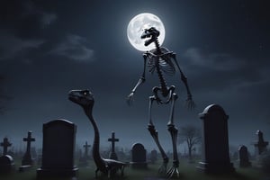 cemetery,skeleton,dance,dinosaur,dark,under_moon