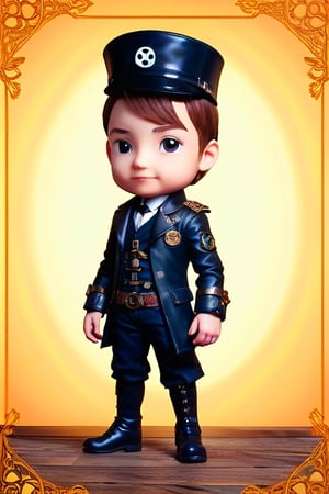 (masterpiece:1.2, best quality), sharpness, 1 boy, 3D, chibi style, steampunk clothes, detailed background,3D MODEL