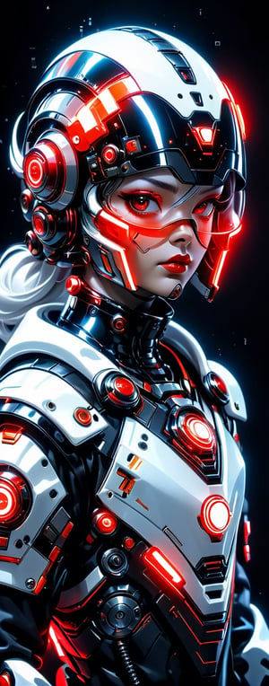 a white and silver red grey implants neon face with full space helmet translucent visor circuits on it,space helm visor gold translucent in the style of futuristic (Tron the movie gear) art helmet full gear glamour,Diesel punk steam punk animated gifs, stefan gesell, algorithmic artistry, android jones, tim hildebrandt, pop art consumer culture some translucent 