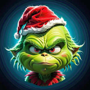 8K, Ultra-HD, Natural Lighting, Moody Lighting, Cinematic Lighting,detailed,CG,unity,extremely detailed CG,
solo,cute baby sniring grinch head, A fluffy cute baby grinch, lifelike, realistic, (Wearing red Christmas hat), focus on the grinch, vector design for a tee shirt, ,sticker,colorful,v0ng44g,IncrsXLRanni
