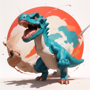 very 3d,  male super cute dinosaur inside a circle background, cute cartoon style, colorful, very clear, very creative, beautiful, childish cute cartoon style:1.3, weapon, exceptional cute dinosaur anatomy, 