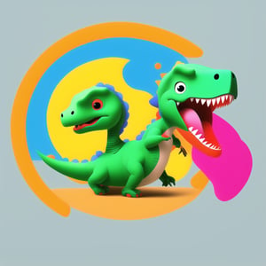 male super cute dinosaur inside a circle background, cute cartoon style, colorful, very clear, very creative, beautiful, 3d childish cute cartoon style:1.3, exceptional cute dinosaur anatomy, weapon