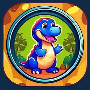 male super cute dinosaur inside a circle background, cute cartoon style, colorful, very clear, very creative, beautiful, 3d childish cute cartoon style:1.3, exceptional cute dinosaur anatomy, Asian folklore:1.22