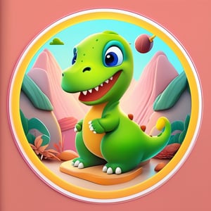 male super cute dinosaur inside a circle background, cute cartoon style, colorful, very clear, very creative, beautiful, 3d childish cute cartoon style:1.3, exceptional cute dinosaur anatomy, Asian folklore 