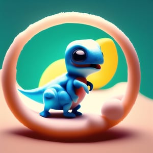 miniwoold 3d super cute dinosaur inside a circle 3d background, cute cartoon style, colorful, very clear, very creative, beautiful,  3d childish cute cartoon style:1.3, exceptional cute dinosaur anatomy, 