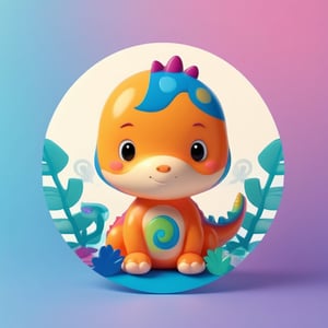 male super cute dinosaur inside a circle background, colorful, very clear, very creative, beautiful,  exceptional cute dinosaur anatomy ,toy_face