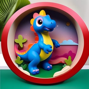  male super cute dinosaur inside a circle background, colorful, very clear, very creative, beautiful,  exceptional cute dinosaur anatomy ,awe_toys