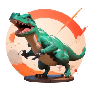 very 3d,  male super cute dinosaur inside a circle background, cute cartoon style, colorful, very clear, very creative, beautiful, childish cute cartoon style:1.3, weapon, exceptional cute dinosaur anatomy, 