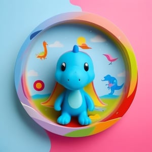 toy_face male super cute dinosaur inside a circle background, colorful, very clear, very creative, beautiful,  exceptional cute dinosaur anatomy ,awe_toys
