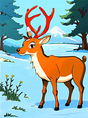 Disney style storybook illustration of deer