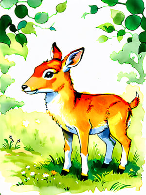 storybook illustration of deer, by beatrix potter, by eric carle