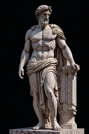 Cinematic 8K hyper-realistic, stoic marble statue, Greece in the background, dark background, Greek mythology, colossal, illuminated by a radiant light, ultra detailed, is characterized by its extraordinary physical attributes and awe-inspiring presence.,<lora:659095807385103906:1.0>,<lora:659095807385103906:1.0>,<lora:659095807385103906:1.0>