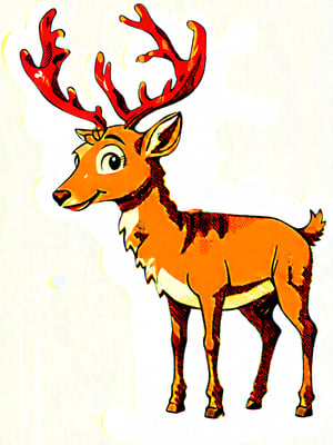 retro vintage style storybook deer