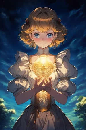 (Best quality) (masterpiece) A beautiful girl holding a cluster of light in her cupped hands, full body portrait in the 1990 anime show, dark fantasy, ((vintage anime)) (((1990s anime))) , retro anime, fairytale, Classic fairytale, dark fairytale ,magical fantasy style, ominous background,pencil sketch, ,horror,2d_animated,EpicSky, 6000,2D,night_sky, starry sky background,black slip dress