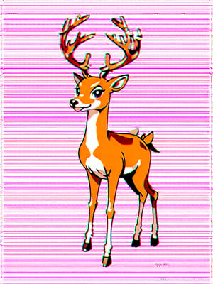 90ties anime retro vintage style deer