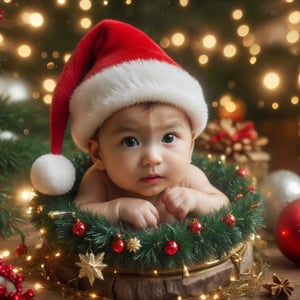 Christmas baby,  Miki Asai Macro photography,  close-up,  hyper detailed,  trending on artstation,  sharp focus,  studio photo,  intricate details,  highly detailed,  by greg rutkowski