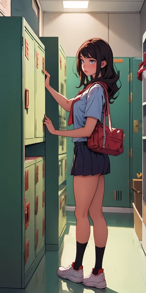 student in locker room