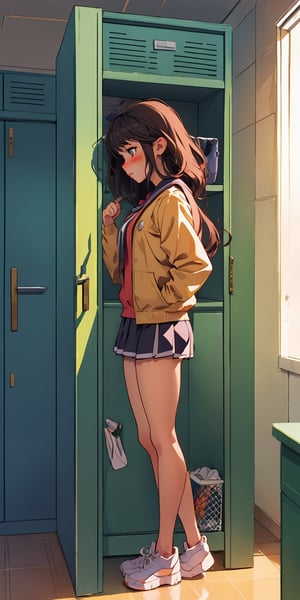 student in locker room