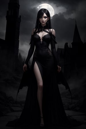 [(dark and alluring, fantasy artwork:1.3) ::0.25], (masterwork:1.30), (seductive and powerful character:1.20), [flowing black hair: silver strands: 0.60], piercing gaze, [vampiric elegance: demonic charm: 0.75], [elegant gown: revealing armor: 0.70], standing in mist, [moonlit castle: haunted forest: 0.90], (mysterious atmosphere:1.20)
