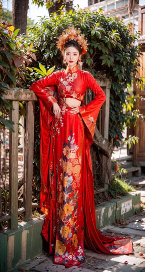 1girl,face,white background,full_body,Standing on Hoi An ancient town 