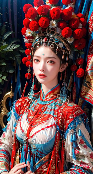 a close up of a woman with a tia on her head, intricate ornate anime cgi style, 4 k detail fantasy, anime cgi, cinematic goddess close shot, inspired by Li Mei-shu, a beautiful fantasy empress, inspired by Lan Ying, smooth anime cg art, close up character, hyperdetailed fantasy character, game cg, ruan jia and artgerm,best quality, 32k uhd, Epic CG masterpiece, hdr, dtm, full ha, 8K, extremely detailed graphics, stunning colors, 3D rendering, surreal, cinematic lighting effects, 00, surreal, Ultra wide angle, highest quality, extremely delicate, stunning lights and shadows,HD 