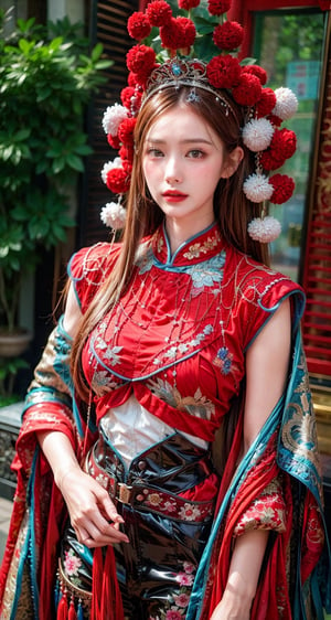 a close up of a woman with a tia on her head, intricate ornate anime cgi style, 4 k detail fantasy, anime cgi, cinematic goddess close shot, inspired by Li Mei-shu, a beautiful fantasy empress, inspired by Lan Ying, smooth anime cg art, close up character, hyperdetailed fantasy character, game cg, ruan jia and artgerm,full_body,Black traditional costume,black outfit, black shirt, black pants, 