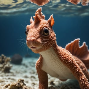 Photo, detailed, closeup of an corall  shaped like a squirell , under water, natural light