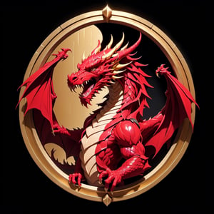 Cinematic scene, hero view, hyperdetailed picture of red dragon in a dark dungeon, looking out of a round gold window, breathing out fire from its mouth, action pose, simple dark background, masterpiece, best quality, high quality, highres, absurdres, vivid, Dungeons and Dragons,oni style,Monster,pixel style,ink scenery,Leonardo Style