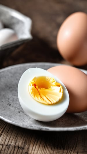 Boiled eggs on the dinner plate