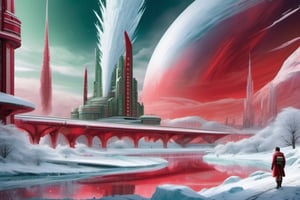 holiday wind,science fiction,snow,ice,red and green,christmas,castle,elves