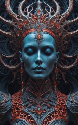 a close up of a statue of a woman, digital art, inspired by tomasz alen kopera, gothic art, intricate skeletal decorations, 8 k highly detailed ❤🔥 🔥 💀 🤖 🚀, beautiful elegant demon queen, skull bust, intricate body, beautiful detail and color, sylvain sarrailh and igor morski, intricate costume design, detailed body