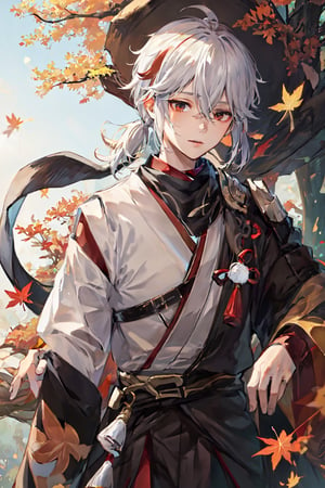 1boy, Kazuha, maple_leaves, fall_leaves, autumn