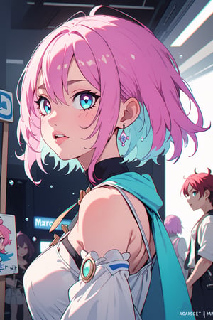 (semi realistic anime:1.1),riamu,ph_Mar,torino aqua,AGGA_ST004, multicolored_eyes, pink hair, horny face, ((masterpiece)), absurdres,  
 extremely detailed hair, extremely detailed eyes, iris detailed eyes, 
1girl, air_bubble, artist_name, bare_shoulders, breasts, bubble, from_side, head_back, jewelry,  protruding breasts, dress with strap, hair in the wind, seductive look, long dress, nose, parted_lips,  pink_hair, profile, solo,white dress, upper_body

(masterpiece, best quality, highres, portrait, 1girl, solo, short hair, looking at viewer, multicolored hair,) 

short hair, chromatic aberration, + Quality labels,  best quality, 1girl ,fabulous, beautiful detailed eyes,  texture detailed, blue eyes, extremely detailed hair, extremely detailed eyes, iris detailed eyes, detailed texture, high light,   perfect body,{{{{{{{{ masterpiece }}}}}}}},

 bright marketing signs, neon, perspective, people walking, corner, showcase,( guarulhos airport, sao paulo, brazil, corridors, signposts, internal lighting, high ceiling :1.4,)

