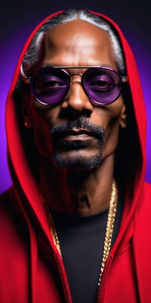 (masterpiece:1) A photo shot old 50 year-old Snoop Dogg on location with dynamic pose wearing Other-Worldly Fashion, dark skin, (red hodie:1), (suede fabric), (grey-hair:1.1), (violet round glasses by john lennon:1.2), ultra realistic, 8k, HD, Photography, Shadow lighting, (black background:1),(cinematic dark lighting:1.4), beautifull style, (Beautifull colours),photo r3al,detailmaster2, (red and black), perfect face,perfecteyes, (red soft lighting), (pore skin), (wrinkles skin:1.1)