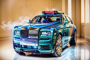 masterpiece, best quality, official_art, surreal photography of an exotic luxury rolls_royce, wide_shot, no_humans