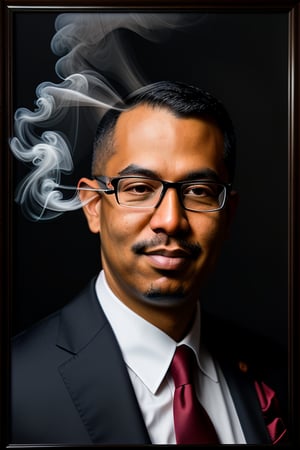 boss portrait, cigar smoke,