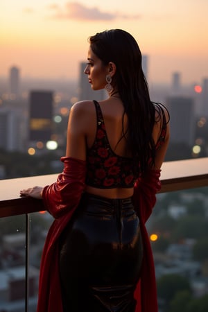 (Wet clothes, wet hair, wet skin:1.2) A sophisticated young woman with an elegant style, attending a high-end rooftop soirée. She is wearing a sleek black traditional saree with red embroidery, long sleeve embroidery blouse and, red shawl, stiletto heels, and diamond earrings.
The setting is a luxurious rooftop with a panoramic city view, sparkling lights in the background. The camera uses a close-up shot with a 70mm lens, highlighting the elegance of her attire and the shimmering skyline. The lighting is soft and golden, with the warm glow of the sunset reflecting off
her dress. The image is in 6K resolution, capturing the refined details of her outfit and the glamour of the evening event, ek_ph0t0_b00ster
,
,,Realistic.,, ,soakingwetclothes, wet clothes, wet hair, wet,,3/4 body image ,wet cloths cling to body,Wet,covered in oil,covered in mud,wam,wetlook, Fetishwet