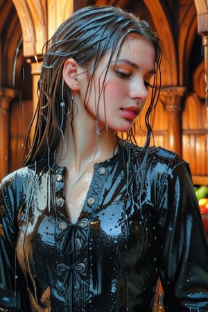 masterpiece, official art, ((ultra detailed)), (ultra quality), high quality, perfect face, A medieval girl in traditional dress, vegetables and fruits, at a farmer's market, mysterious medieval, masterpiece,High detailed,CrclWc,Detail,Half-timbered Construction,INK art,, (wet clothes, wet hair, wet skin,:1.37),. Intricate details, extremely detailed, incredible details, full colored, complex details, hyper maximalist, detailed decoration, detailed lines, best quality, HDR, dynamic lighting, perfect anatomy, realistic, more detail,
,Architectural100,style,soakingwetclothes