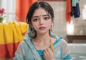 wet hair,SoakingWetClothes,  ((wet clothes, wet hair, bathing in water, face focused, skin pores, saree, wet saree, blouse))

,wet hair,SoakingWetClothes,Detailedface