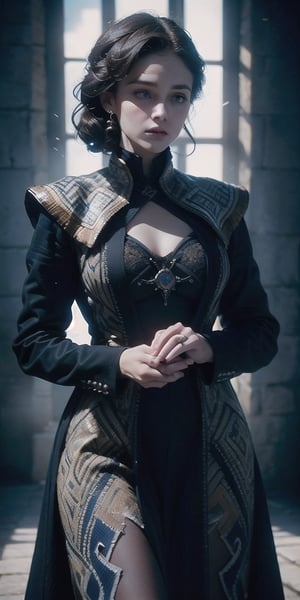 (cowboy shot:1.4), dark hair, 1girl, slender, Royal attire,
BREAK, dark theme, soothing tones, muted colors, high contrast, BREAK, natural skin texture, hyperrealism, soft light, sharp,
BREAK, perfect eyes, hand, perfect fingers, Realistic, 
BREAK, castle courtyard,Game of Thrones,perfecteyes eyes,photo of perfecteyes eyes,