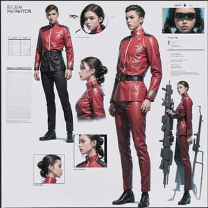 1girl and 1man, (wearing white-red futuristic senior officer military uniform:1.4), (full_body shot:1.3), (side view:1.2), (character sheet:1.4), 
BREAK, european, slender,
BREAK, soothing tones, muted colors, high contrast, natural skin texture, hyperrealism, soft light, sharp,
BREAK, perfect eyes, hand, perfect fingers, Realistic, 
BREAK, white background,