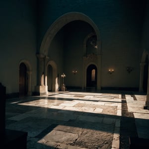 Royal castle courtyard, fantasy, photo,  dark theme, soothing tones, muted colors, high contrast, 8th century