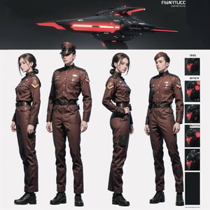 1girl and 1man, (wearing white-red futuristic senior officer military uniform:1.4), (full_body shot:1.3), (side view:1.2), (character sheet:1.4), 
BREAK, european, slender,
BREAK, soothing tones, muted colors, high contrast, natural skin texture, hyperrealism, soft light, sharp,
BREAK, perfect eyes, hand, perfect fingers, Realistic, 
BREAK, white background,