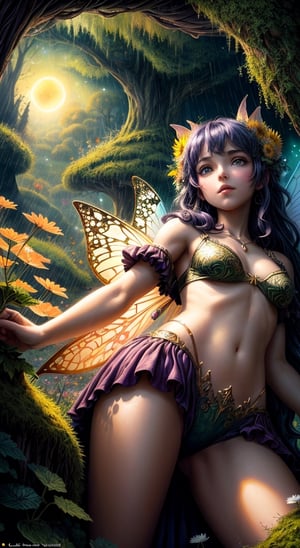 (closeup:1.3), character concept splash art, extreme view angle,

fairy autumn, bright manga painting, golden lines, best quality, fantasy, detailed well-dressed flying pixie garden faeries on chrysanthemum flowers moss, ivy, sunrise, rain river by Cicely Mary Barker, Brian Froud, Amy Brown Craola, Dan Mumford, Andy Kehoe, triadic colors, 2d, flat, cute, adorable, art on a cracked paper, fairytale, storybook detailed illustration, cinematic, ultra highly detailed, tiny details, beautiful details, mystical, luminism, vibrant colors, complex background, 

Movie scene, Expressive, Naturalistic real, shot on 70mm film, using Panavision, Carl Zeiss prime lens.